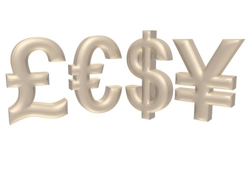 International economy currency units: pound, euro, dollar, yen