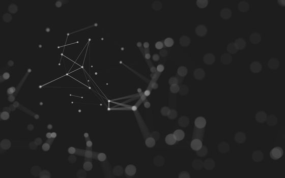 Abstract background. Molecules technology with polygonal shapes, connecting dots and lines. Connection structure. Big data visualization. 