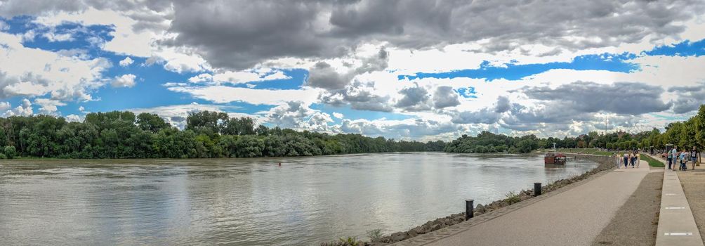 Szentendre, Hungary 19.08.2021. Danube embankment in Szentendre, Hungary, on a summer day