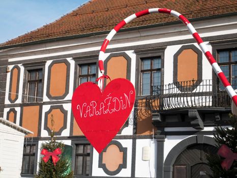 Advent Varazdin, 2019. A sign of the heart that says the name of the city of Varazdin.