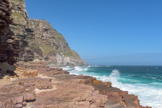 View from Diaz Beach towards the new lighthouse at Cape Point
