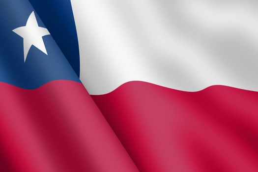 A Chile waving flag 3d illustration wind ripple