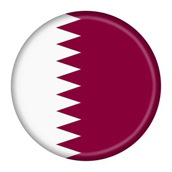 A Qatar flag button 3d illustration with clipping path
