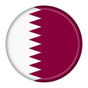 A Qatar flag button 3d illustration with clipping path