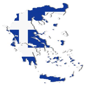 A Greece map on white background with clipping path to remove shadow 3d illustration