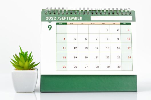The September 2022 desk calendar on white background.