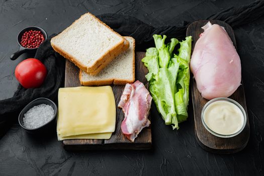 Club sandwich ingredient, on black background