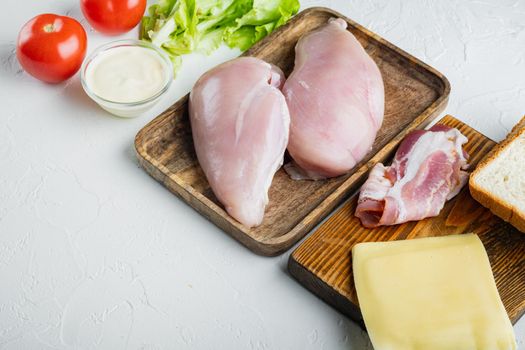 Club sandwich ingredient, on white background with copy space for text
