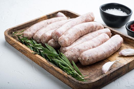 Traditional mest sausages, on white background.