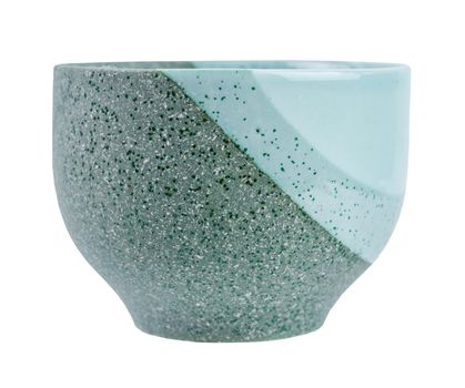 Old vintage ceramic cup isolated on white background, save clipping path.