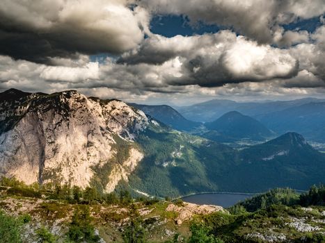 A view of a beautiful mountain landscape in the Alps.