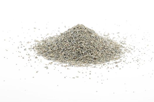 A heap of cat litter isolated on white