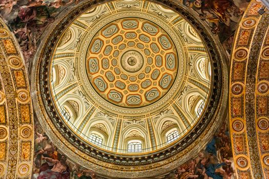 NAPLES, ITALY – MAY 15, 2014: Interiors and details of barroco church of the Gesu Nuovo, built year 1601, May 15, 2014,  in  Naples, Italy.