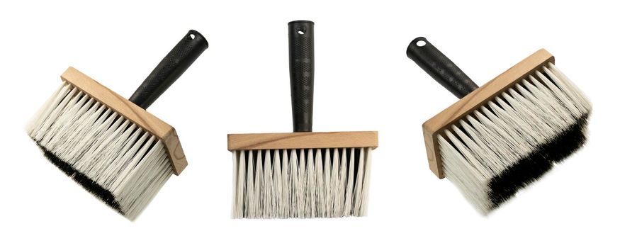 Paint brush in different angles on a white background.