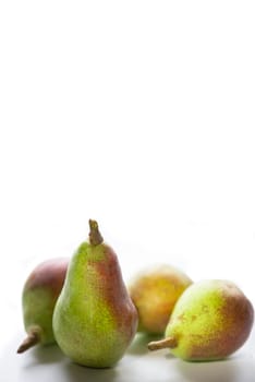 Pear vertical banner on a white background close-up.