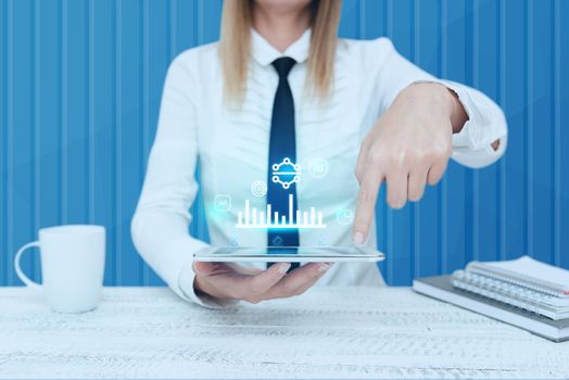 Lady Pressing Screen Of Mobile Phone Showing The Futuristic Technology