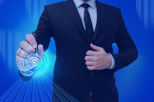 Man holding Screen Of Mobile Phone Showing The Futuristic Technology.