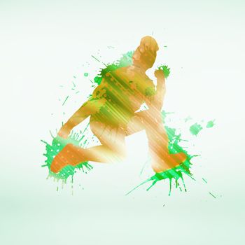 Colorful silhouette of dancer in jump on white background