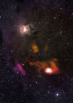 Far being shone nebula and star field against space. Elements of this image furnished by NASA . 3D rendering.