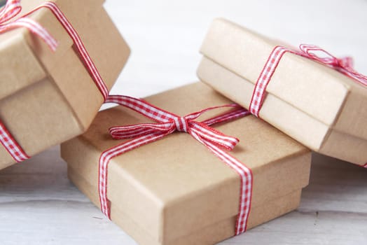 close up of gift box on table .