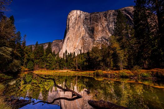 World famous rock climbing wall of El Capitan, Yosemite national park, California, usa