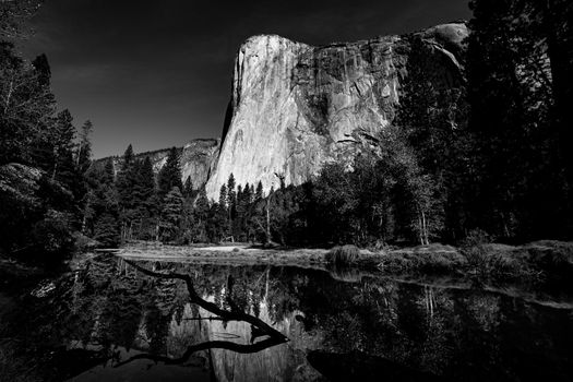 World famous rock climbing wall of El Capitan, Yosemite national park, California, usa