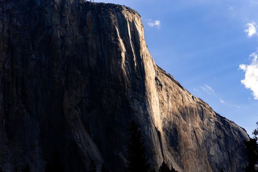 World famous rock climbing wall of El Capitan, Yosemite national park, California, usa