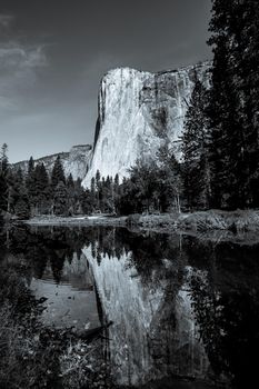 World famous rock climbing wall of El Capitan, Yosemite national park, California, usa