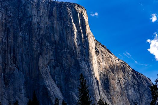 World famous rock climbing wall of El Capitan, Yosemite national park, California, usa