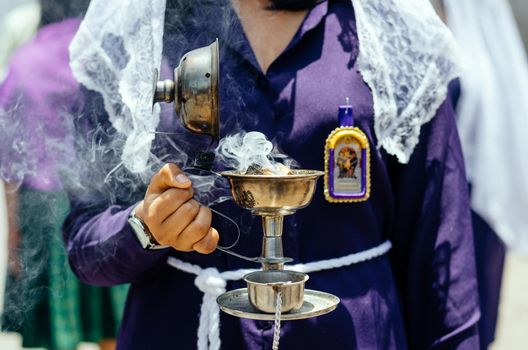 Female incense burners following the procession of the Lord of Miracles every October in Lima - Peru