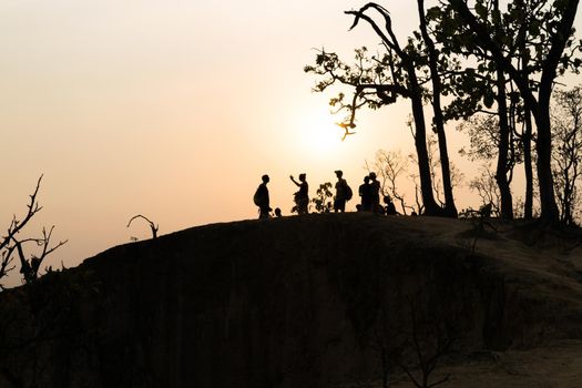 Sunset on a hillside of Pai in northern Thailand