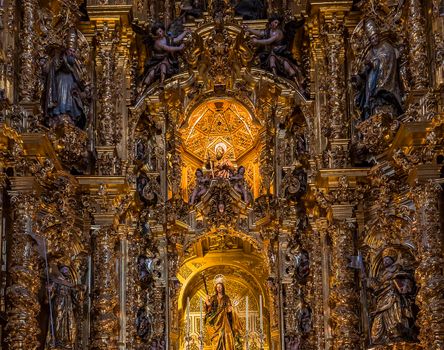 SEVILLE, ANDALUSIA, SPAIN, MAY, 25, 2017 : interiors  of  Santa maria Magdalena church, may 25, 2017, in Seville, andalusia, spain