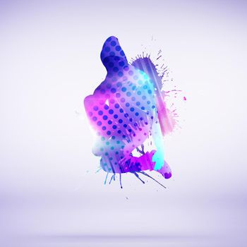 Colorful silhouette of dancing person on white background