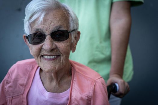 Aged candid woman close up portrait , high photo