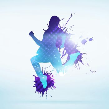 Image with colorful silhouette of dancer on white background