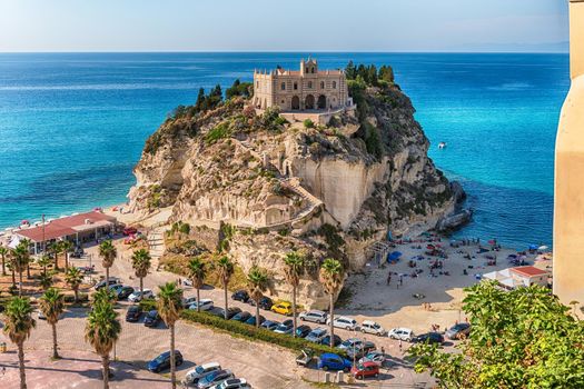 Church of Santa Maria dell'Isola in Tropea, a seaside resort located on the Gulf of Saint Euphemia, part of the Tyrrhenian Sea, Calabria, Italy