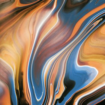 Multicolored abstract look with a wavy pattern spreading liquids