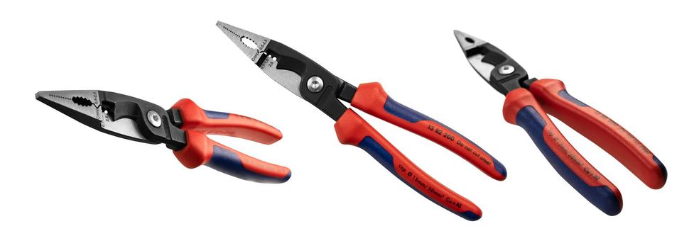 Pliers in different angles on a white background.