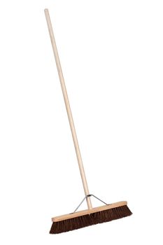A wood yard broom inclined left on white background