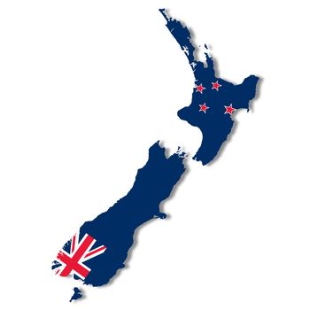 A New Zealand map on white background with clipping path 3d illustration