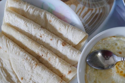 homemade roti chapati on table .,