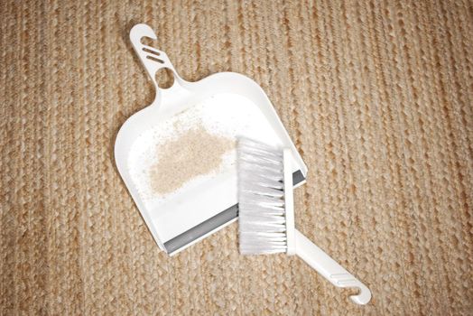 floor dust with dust pan close up
