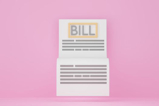 3d render of minimal bill payment detail on pink background.