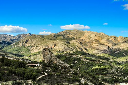 Beautiful landscape of the valley of Guadalest on a sunny day