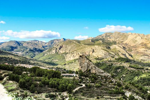 Beautiful landscape of the valley of Guadalest on a sunny day
