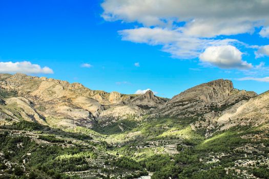 Beautiful landscape of the valley of Guadalest on a sunny day
