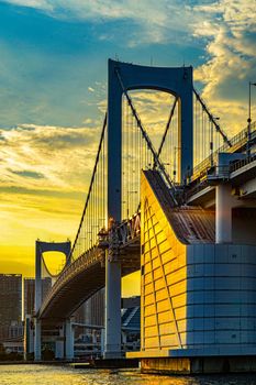 Rainbow bridge and evening view of Tokyo. Shooting Location: Minato-ku, Tokyo