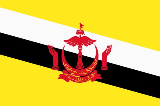 A Brunei flag background illustration red yellow green coat of arms