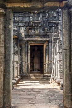 Sri Lanka. Buddha statue in the ancient Buddhist stone temple of Nalanda Gedige. A popular attraction. High quality photo