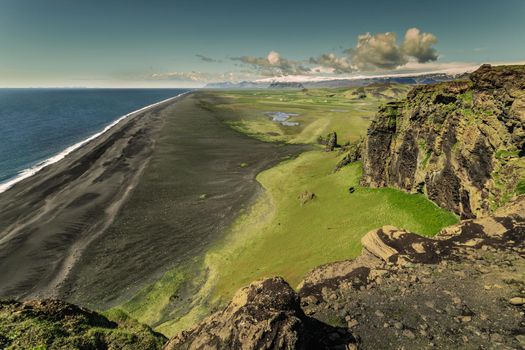 Beautiful view of Dyrhólaey Viewpoint of a desert beach, Iceland
